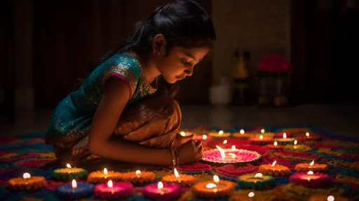 Image of Asian Indian Young Family Of Four Celebrating Diwali, Bhai Dooj Or  Raksha Bandhan-VM199339-Picxy